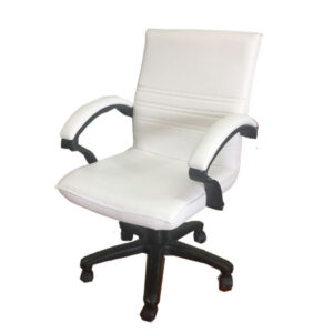 White Leather Executive With Arm Chair
