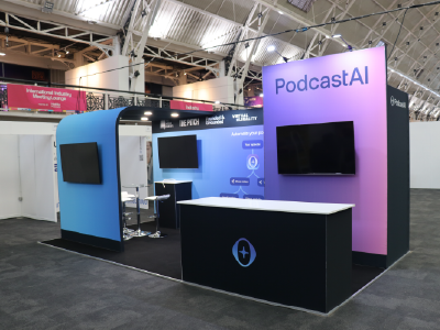 Podcast AI budget and affordable exhibition stand package