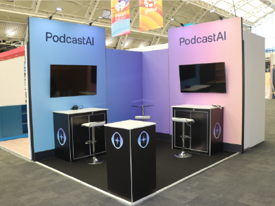 Podcast budget friendly and affordable exhibition stand package